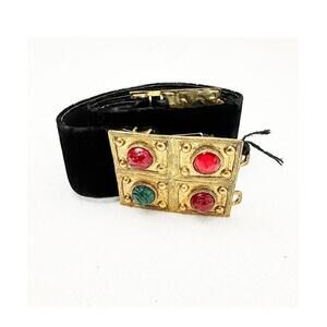 RJ Graziano Adjustable Back Suede Velvet Jeweled Belt Size M/L VINTAGE Deadstock RJ Graziano Adjustable Back Suede Velvet Jeweled Belt Size M  main image 2